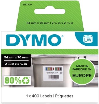 Een Dymo etiketten LabelWriter ft 70 x 54 mm, voor voedingsindustrie, wit, 400 etiketten koop je bij Muys Kantoor & Kado