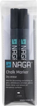 Een Naga glasbordmarker 2 mm, etui met 2 stuks, zwart koop je bij Muys Kantoor & Kado