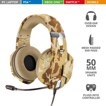 Een Trust GXT 322D Carus Gaming Headset, desert camo koop je bij Muys Kantoor & Kado