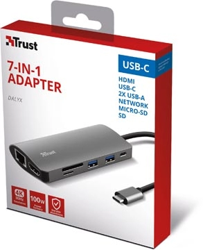 Een Trust Dalyx 7-in-1 USB-C Multiport Adapter koop je bij Muys Kantoor & Kado