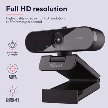 Een Trust Full HD Webcam TW-200 koop je bij Muys Kantoor & Kado