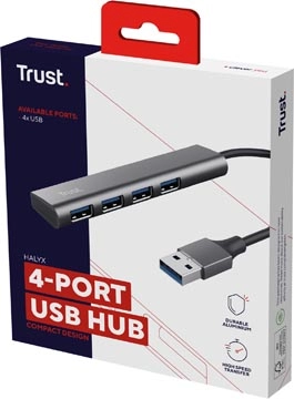 Een Trust Halyx USB 3.2 Hub 4-poorten koop je bij Muys Kantoor & Kado