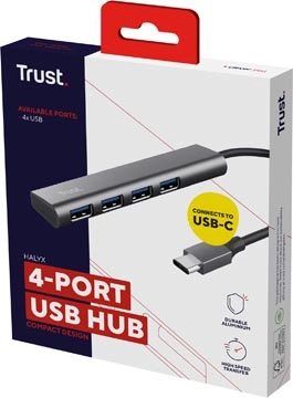 Een Trust Halyx USB-C 3.2 Hub 4-poorten koop je bij Muys Kantoor & Kado