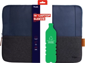 Een Trust laptop sleeve voor 16 inch laptops, blauw koop je bij Muys Kantoor & Kado