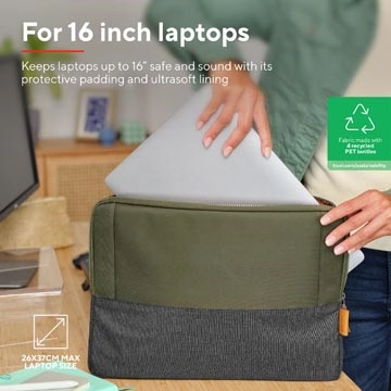 Een Trust laptop sleeve voor 16 inch laptops, groen koop je bij Muys Kantoor & Kado