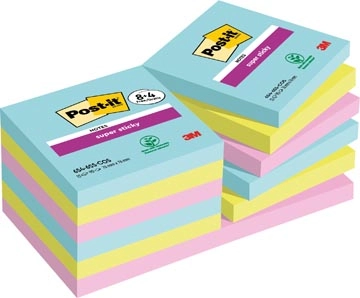 Een Post-it Super Sticky notes Cosmic, 90 vel, ft 76 x 76 mm, 8 + 4 GRATIS koop je bij Muys Kantoor & Kado