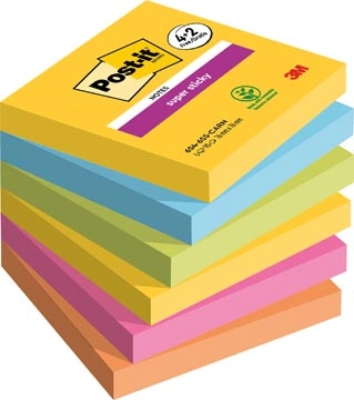 Een Post-it Super Sticky notes Carnival, 90 vel, ft 76 x 76 mm, 4 + 2 GRATIS koop je bij Muys Kantoor & Kado