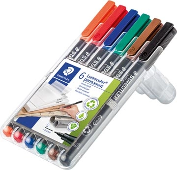 Een Staedtler Lumocolor 313 OHP-marker, permanent, 0,4 mm, etui van 6 stuks, assorti koop je bij Muys Kantoor & Kado