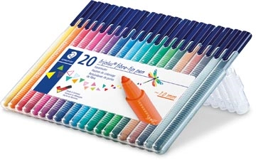 Een Staedtler viltstift Triplus Color, opstelbare box met 20 kleuren koop je bij Muys Kantoor & Kado