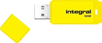 Een Integral Neon USB 2.0 stick, 32 GB, geel koop je bij Muys Kantoor & Kado