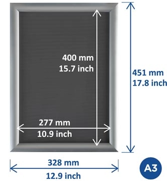 Een Europel clicklijst, lijst 25mm A3, zilverkleurig posterframe koop je bij Muys Kantoor & Kado