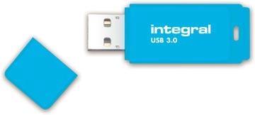 Een Integral Neon USB 3.0 stick, 64 GB, blauw koop je bij Muys Kantoor & Kado