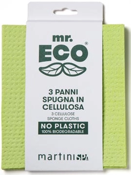 Een Mr. Eco vaatdoekjes ft 19,5 x 16,5 cm, van plantaardige cellulose, pak van 3 stuks koop je bij Muys Kantoor & Kado