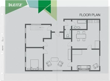 Een Leitz geperforeerde showtas Premium, ft A3, PP, copy safe, landscape, transparant, pak van 50 stuks koop je bij Muys Kantoor & Kado