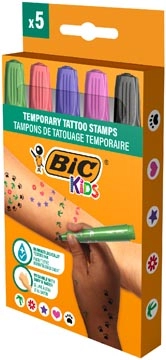 Een Bic Kids tijdelijke tattoo stempels, assorti, set van 5 stuks koop je bij Muys Kantoor & Kado