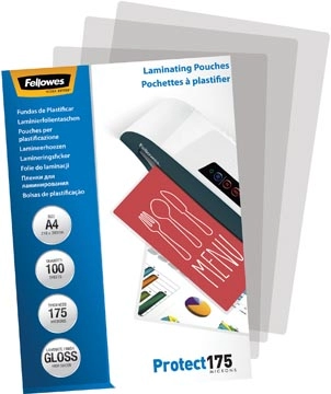 Een Fellowes lamineerhoes Protect175 ft A4, 350 micron (2 x 175 micron), pak van 100 stuks koop je bij Muys Kantoor & Kado