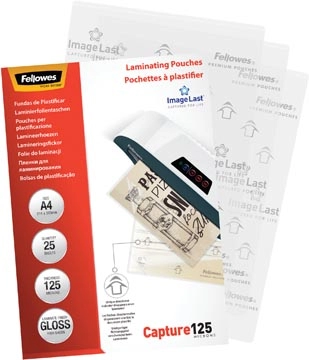 Een Fellowes lamineerhoes Capture125 ft A4, 250 micron (2 x 125 micron), pak van 25 stuks koop je bij Muys Kantoor & Kado