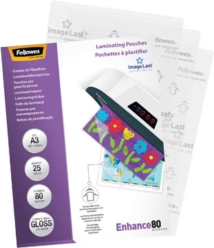 Een Fellowes lamineerhoezen Enhance80 ft A3, 160 micron (2 x 80 micron), glanzend, pak van 25 stuks koop je bij Muys Kantoor & Kado