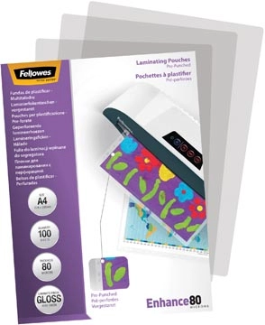 Een Fellowes lamineerhoes Enhance80 geperforeerd ft228 x 303 mm, 160 micron (2 x 80 micron), pak van 100 stuk koop je bij Muys Kantoor & Kado