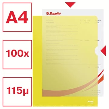 Een Esselte l-map, copy safe, gekorreld, A4, 115 micron, pak van 100 stuks, geel koop je bij Muys Kantoor & Kado