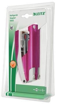 Een Leitz NeXXt WOW 5502 nietmachine, roze metallic, op blister koop je bij Muys Kantoor & Kado