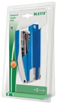 Een Leitz NeXXt WOW 5502 nietmachine, blauw metallic, op blister koop je bij Muys Kantoor & Kado