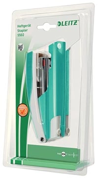 Een Leitz NeXXt WOW 5502 nietmachine, ijsblauw metallic, op blister koop je bij Muys Kantoor & Kado