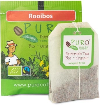 Een Puro Bio thee, rooibos, fairtrade, pak van 25 zakjes koop je bij Muys Kantoor & Kado