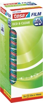 Een Tesafilm eco & clear ecoLogo, ft 19 mm x 33 m, toren van 8 rolletjes koop je bij Muys Kantoor & Kado