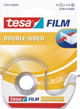 Een Tesafilm dubbelzijdige plakband, ft 12 mm x 7,5 m, op blister met dispenser koop je bij Muys Kantoor & Kado