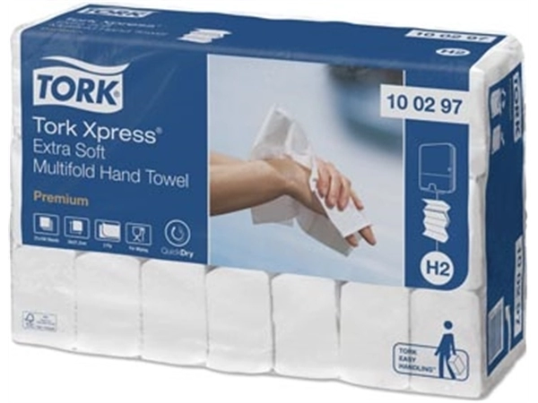 Een Tork Premium Xpress® extra zachte handdoek XL, multifold, 2-laags, systeem H2, wit koop je bij Muys Kantoor & Kado