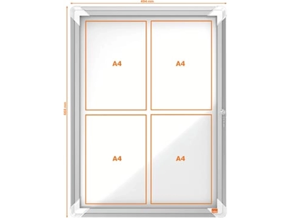 Een Nobo Vitrine buitenvitrine, voor 4 x ft A4 (ft 69,2 x 53,2 x 4,5 cm) koop je bij Muys Kantoor & Kado