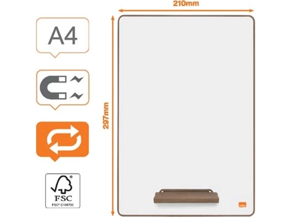 Een Nobo Mini whiteboard, magnetisch, met standaard, ft A4, pak van 4 stuks koop je bij Muys Kantoor & Kado