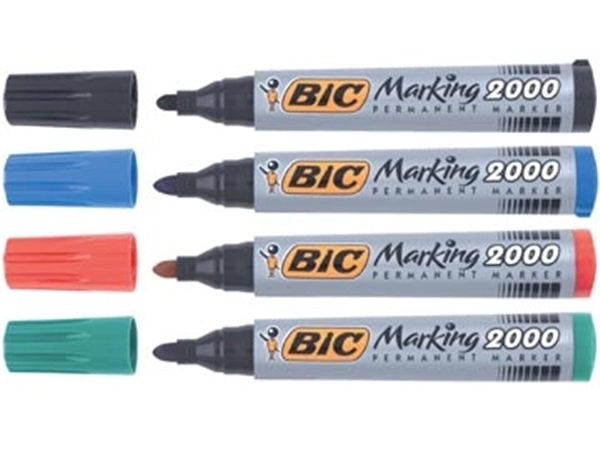 Een Bic permanent marker 2000-2300 blauw, schrijfbreedte 1,7 mm, ronde punt koop je bij Muys Kantoor & Kado