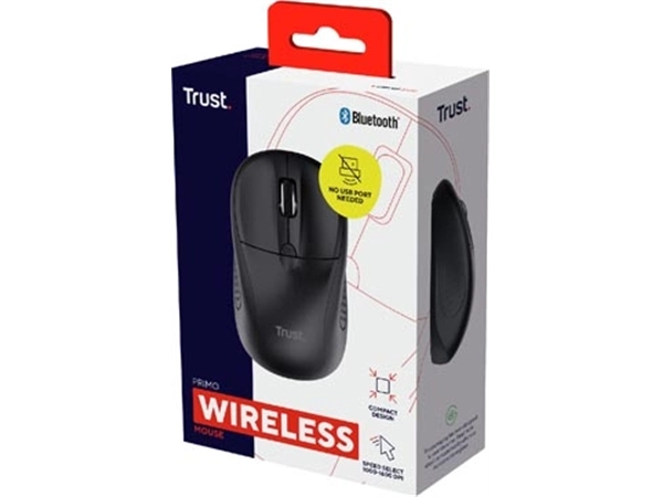 Een Trust Primo draadloze Bluetooth muis, zwart koop je bij Muys Kantoor & Kado