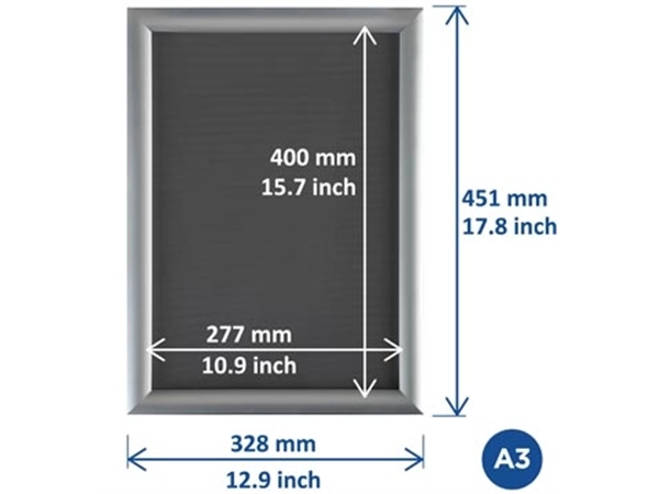 Een Europel clicklijst, lijst 25mm A3, zilverkleurig posterframe koop je bij Muys Kantoor & Kado