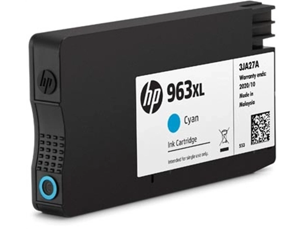 Een HP inktcartridge 963XL, 1.600 pagina's, OEM 3JA27AE, cyaan koop je bij Muys Kantoor & Kado