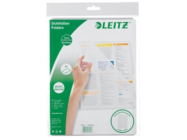 Een Leitz L-map ft A4, uit harde PVC, pak van 100 stuks koop je bij Muys Kantoor & Kado