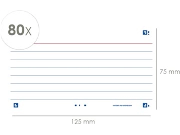 Een Oxford Flash 2.0 flashcard starterkit, gelijnd, A7, wit, pak van 80 vel koop je bij Muys Kantoor & Kado