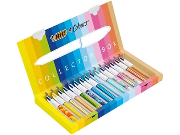 Een Bic Colours Collector Box 4-kleurenbalpen, medium, klassieke, pastel en fasion inktkleuren, doos van 15 s koop je bij Muys Kantoor & Kado