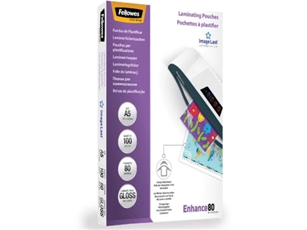 Een Fellowes lamineerhoes Enhance80 ft A5, 160 micron (2 x 80 micron), pak van 100 stuks koop je bij Muys Kantoor & Kado