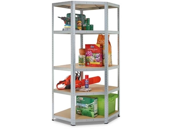 Een Avasco rek Strong Corner, ft 176 x 75 x 40 x 50 cm, 5 legborden, gegalvaniseerd koop je bij Muys Kantoor & Kado