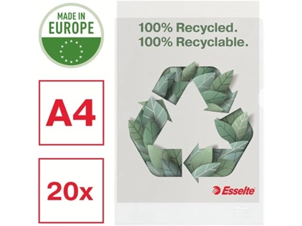 Een Esselte L-map, 100 % gerecycleerd, transparant, doos van 20 stuks koop je bij Muys Kantoor & Kado