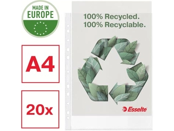 Een Esselte geperforeerde showtas, 100 % gerecycleerd, ft A4, 70 micron, doos van 20 stuks koop je bij Muys Kantoor & Kado