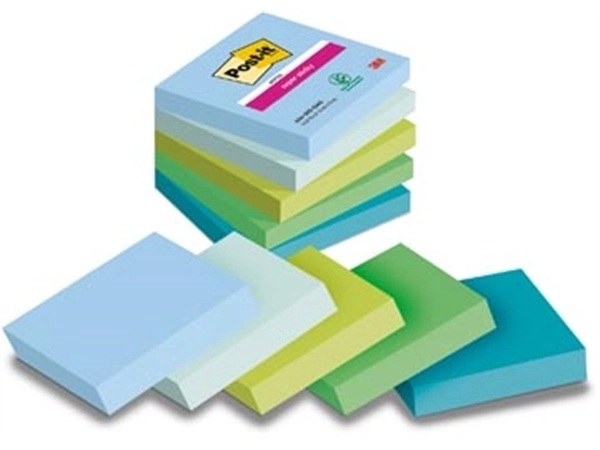 Een Post-it Super Sticky notes Oasis, 90 vel, ft 76 x 76 mm, geassorteerde kleuren, pak van 5 blokken koop je bij Muys Kantoor & Kado