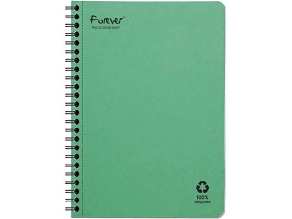 Een Clairefontaine FOREVER spiraalschrift, gerecycleerd, A5, 90g, 120 bladzijden, gelijnd, groen koop je bij Muys Kantoor & Kado