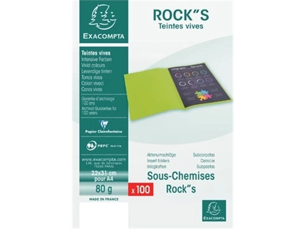 Een Exacompta Rock's 80 dossiermap, ft 22 x 31 cm, pak van 100, dennengroen koop je bij Muys Kantoor & Kado