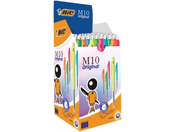 Een Bic balpen M10 Clic Colors doos van 50 stuks koop je bij Muys Kantoor & Kado