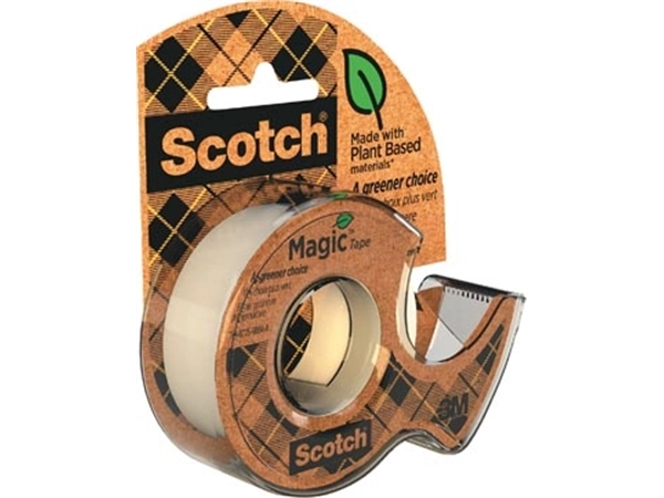 Een Plakband Magic Tape A greener choice, ft 19 mm, 20 m, op dispenser van 100 % gerecycleerd plastic koop je bij Muys Kantoor & Kado