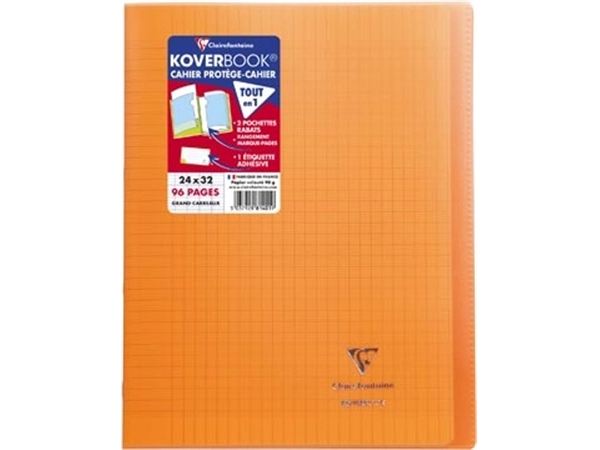 Een Clairefontaine schrift Koverbook voor ft A4+, 96 bladzijden, kaft in PP, seyès, transparant koop je bij Muys Kantoor & Kado